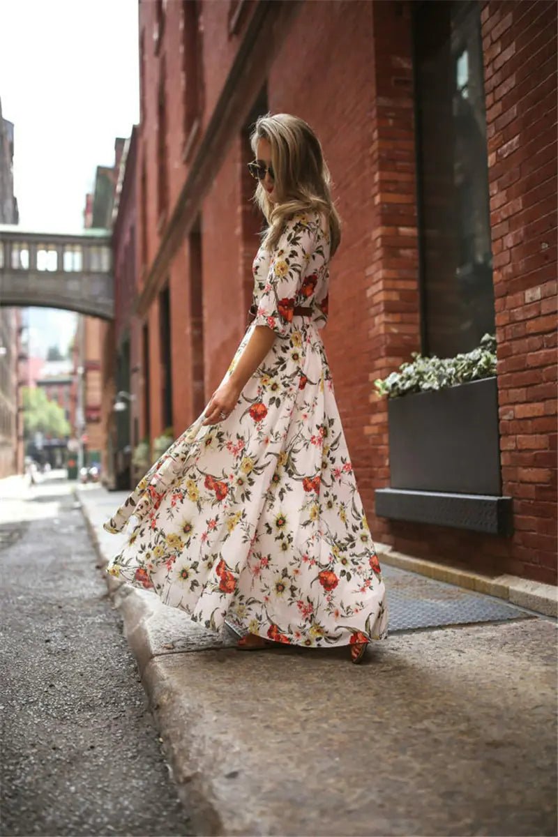 Boho Chic Floral Maxi Dress - "Timeless Beauty"Modest style for women of all faiths and ages