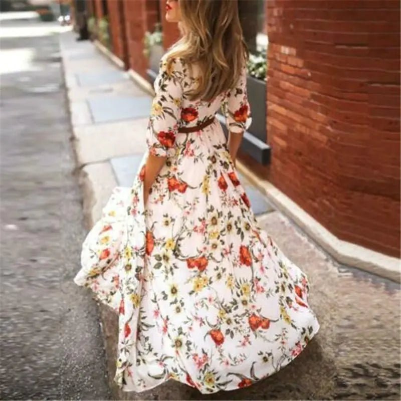 Boho Chic Floral Maxi Dress - "Timeless Beauty"Modest style for women of all faiths and ages