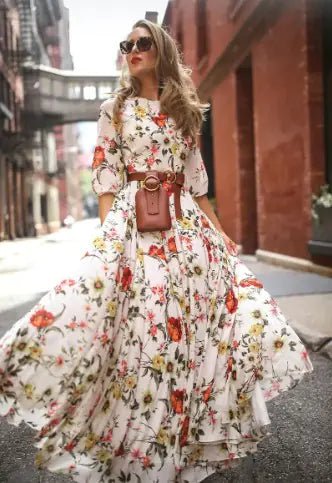 Boho Chic Floral Maxi Dress - "Timeless Beauty"Modest style for women of all faiths and ages