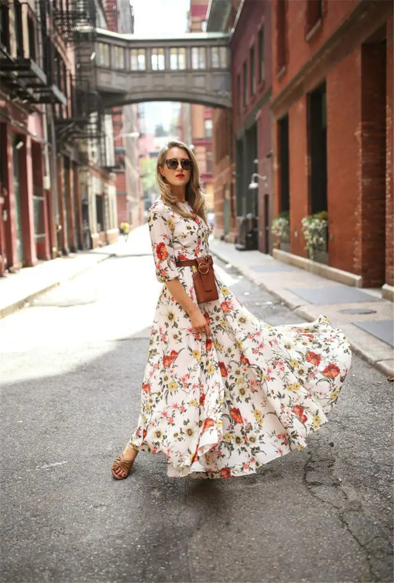 Boho Chic Floral Maxi Dress - "Timeless Beauty"Modest style for women of all faiths and ages