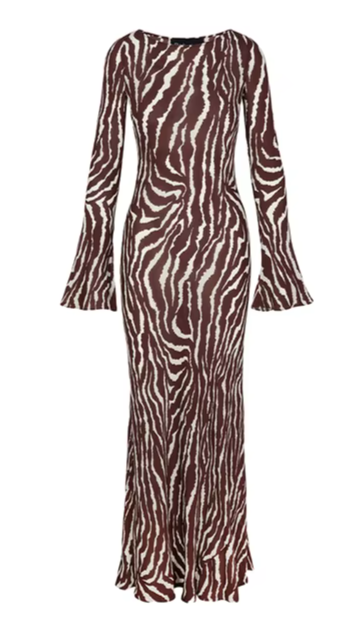 Floral Zebra Print Long Sleeve Maxi Dress