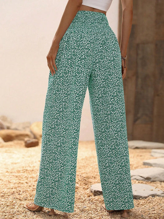 Ditsy Floral Print Wide Leg Pants