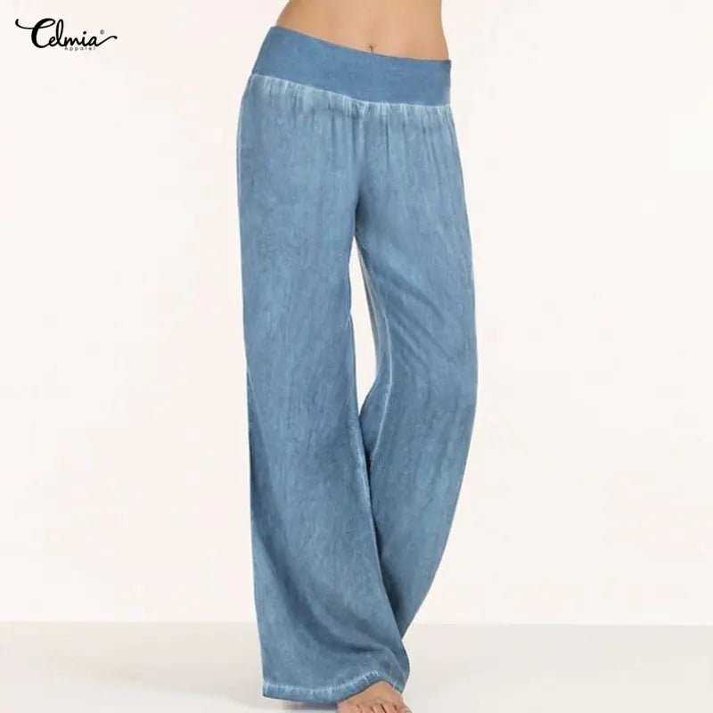 Casual Elastic Waist Denim Wide Leg Pants - "Timeless Beauty"Modest style for women of all faiths and ages