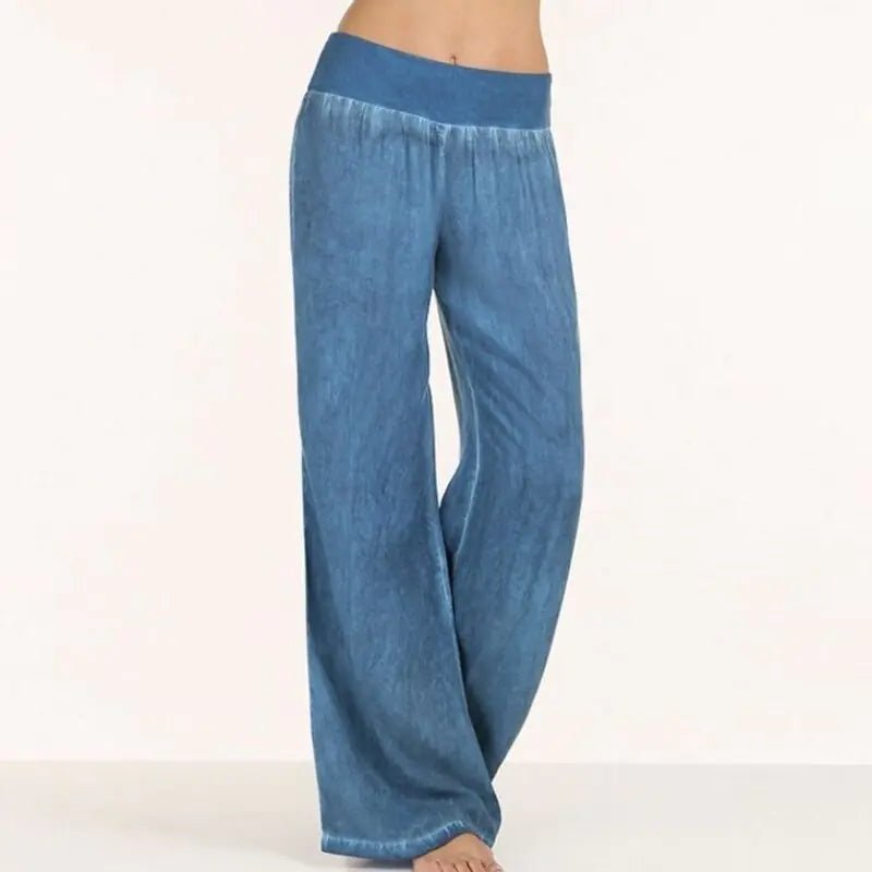 Casual Elastic Waist Denim Wide Leg Pants - "Timeless Beauty"Modest style for women of all faiths and ages