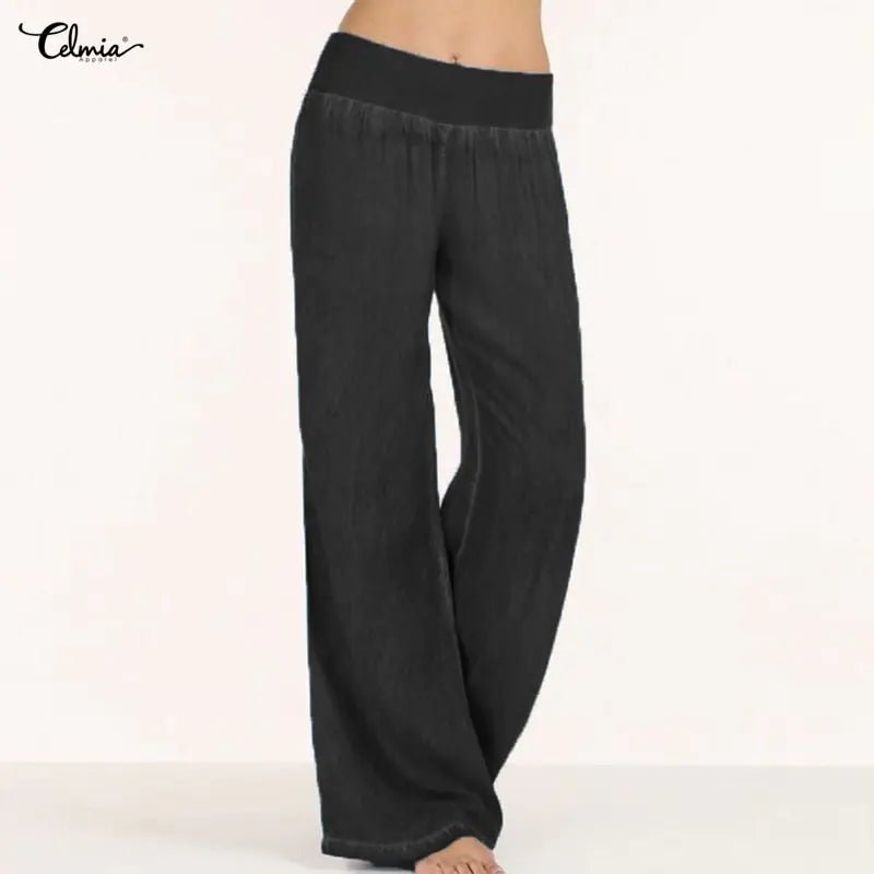 Casual Elastic Waist Denim Wide Leg Pants - "Timeless Beauty"Modest style for women of all faiths and ages