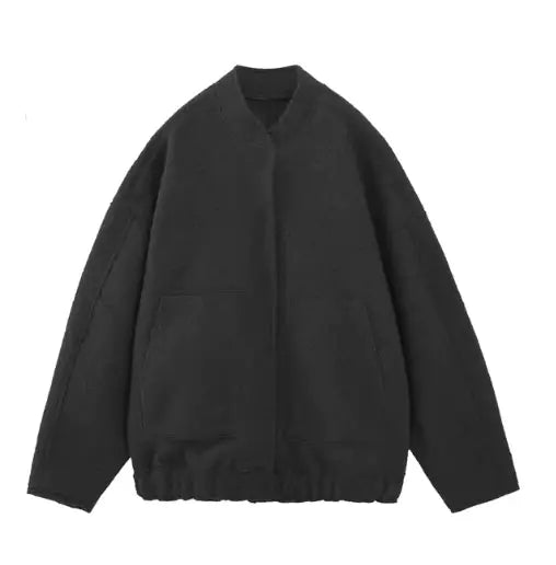 Women's V-Neck Bomber Jacket with Ruffled Sleeves