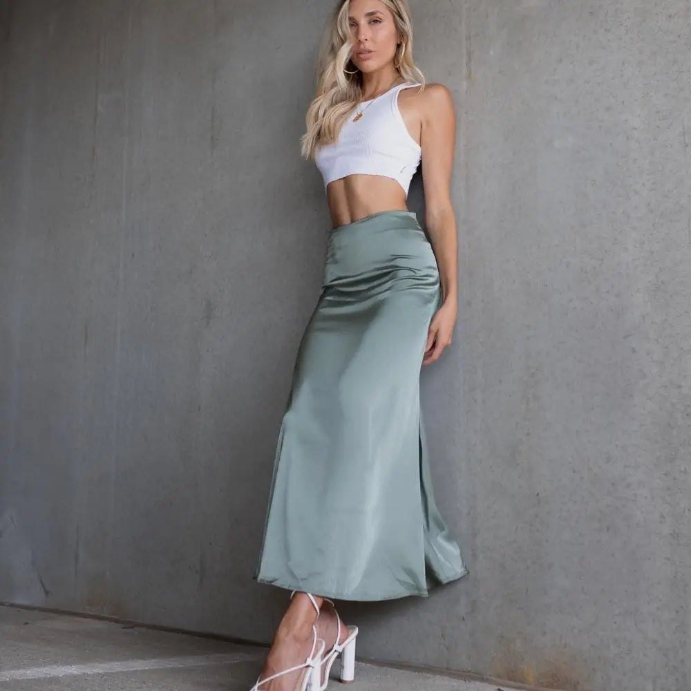 Elegant High Waist Long Skirt