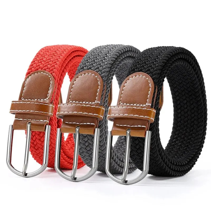 Elastic Leather Belt Alloy Buckle