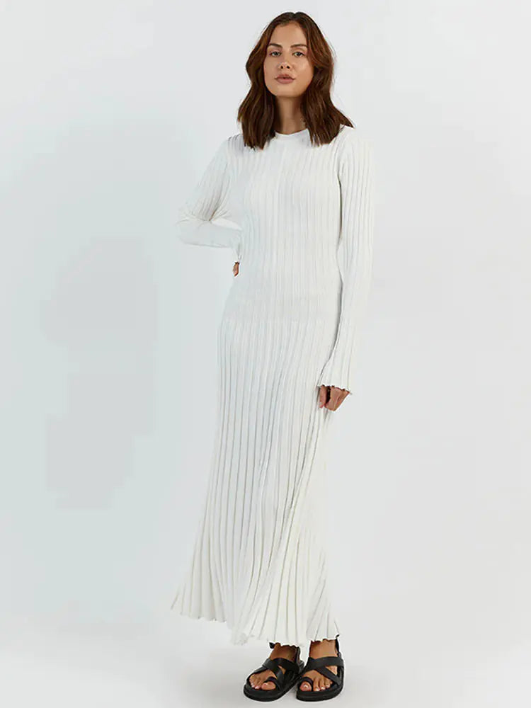 Ribbed Knit Maxi Dress: Elegant Autumn Style (Modest style dress)