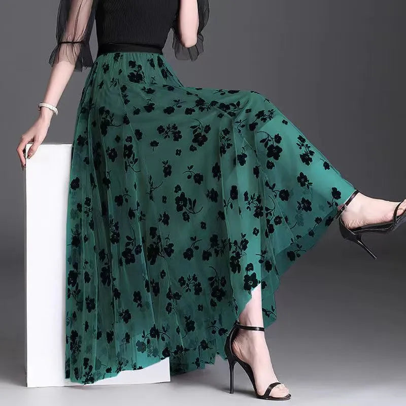 Mesh Floral Skirt For Women.