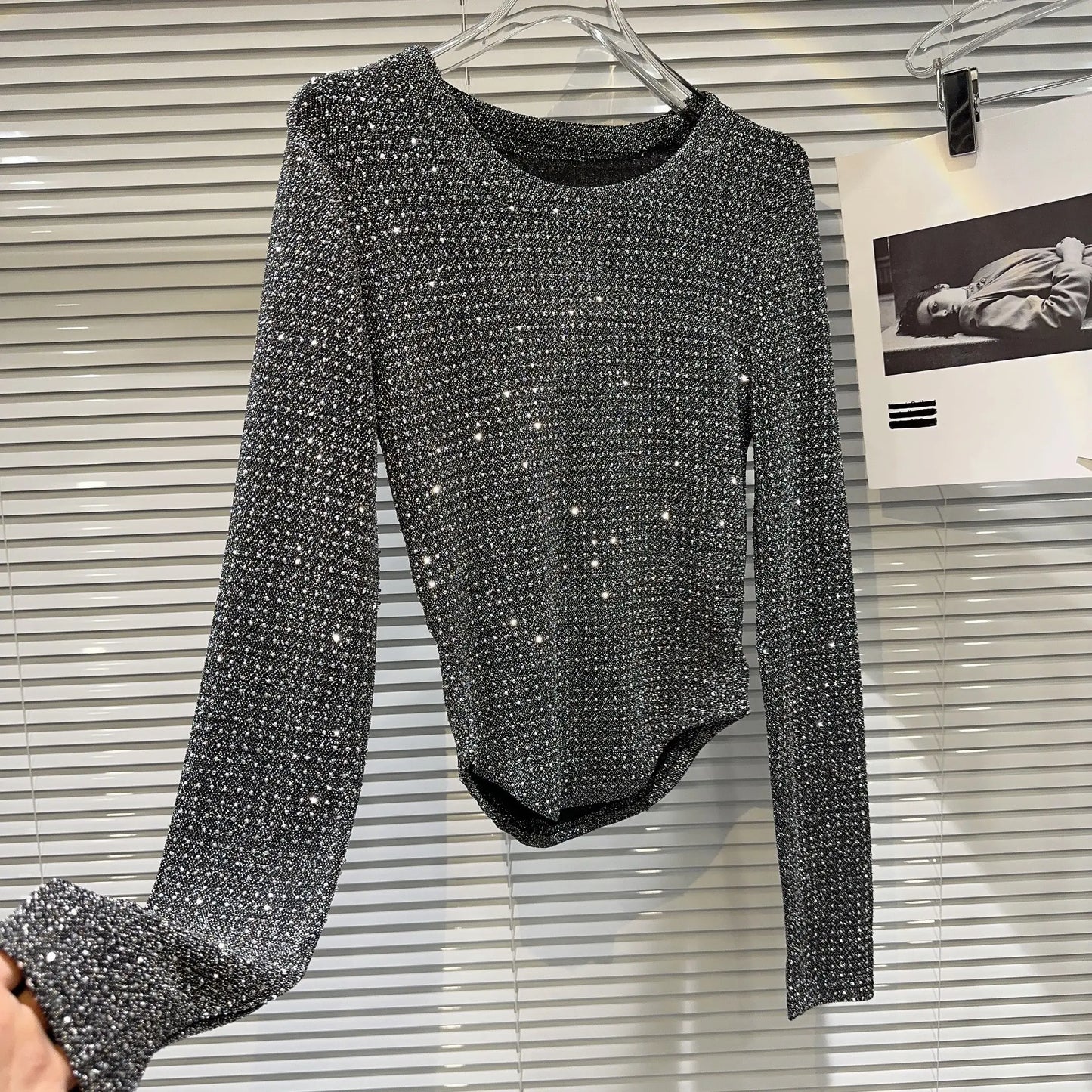 Casual Diamond Bright Long Sleeve T-Shirt