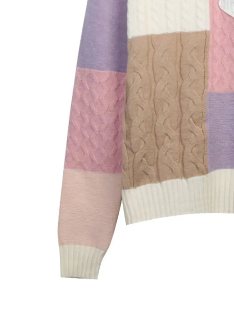 Eye Patchwork Knitted Sweater