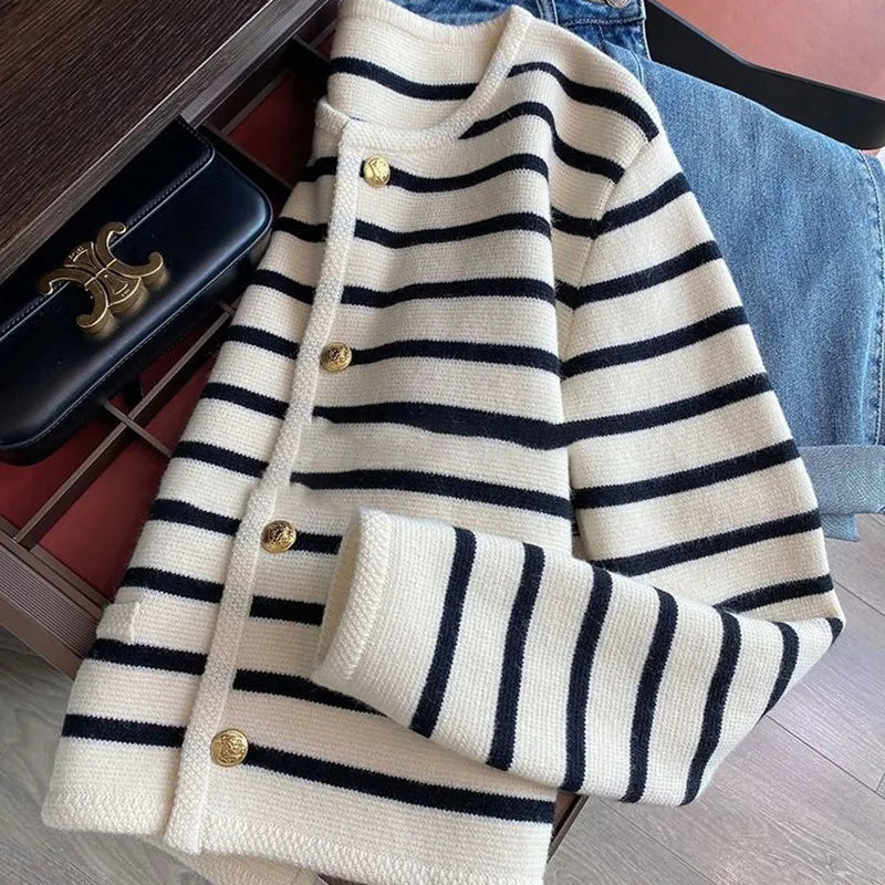 Striped Knitted Cardigan