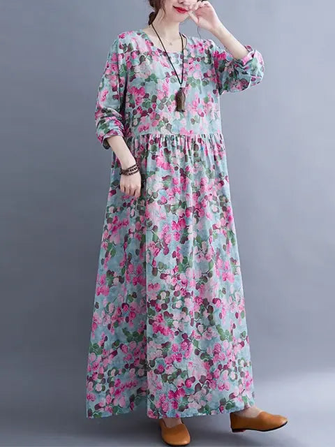 Floral Print Long Sleeve Dresses (Modest style dress)