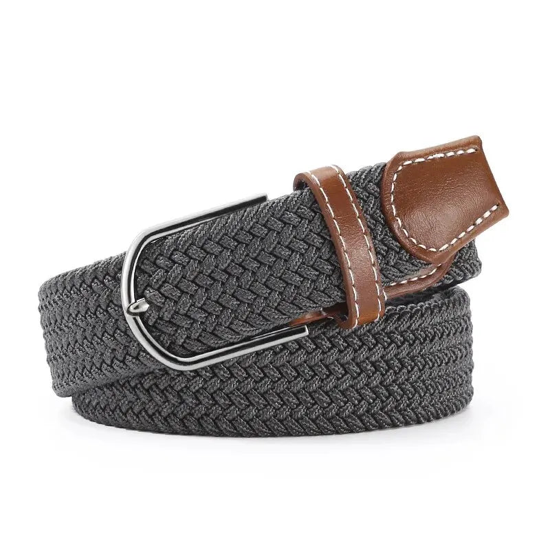 Elastic Leather Belt Alloy Buckle