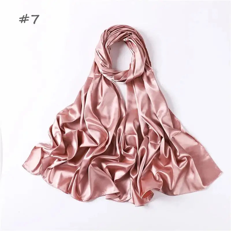 Women Solid Satin Silk Hijab Scarf