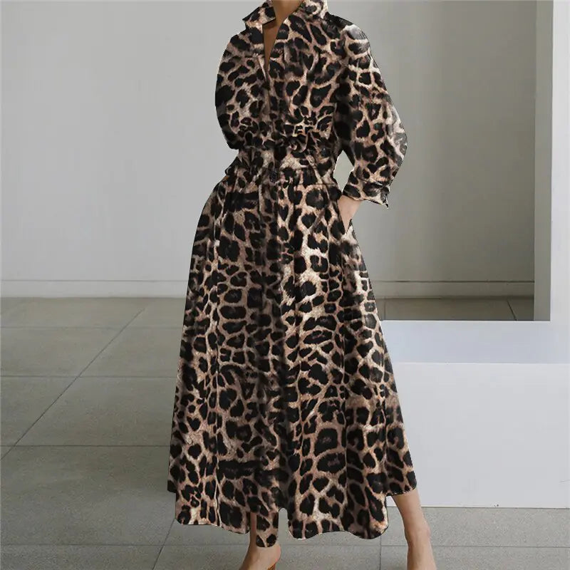 WOLF Long Dress with Notched Lapel. (Modest style dress)