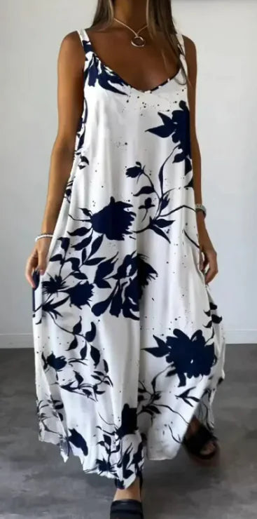 Summer Printed Sling Backless V-neck Dress