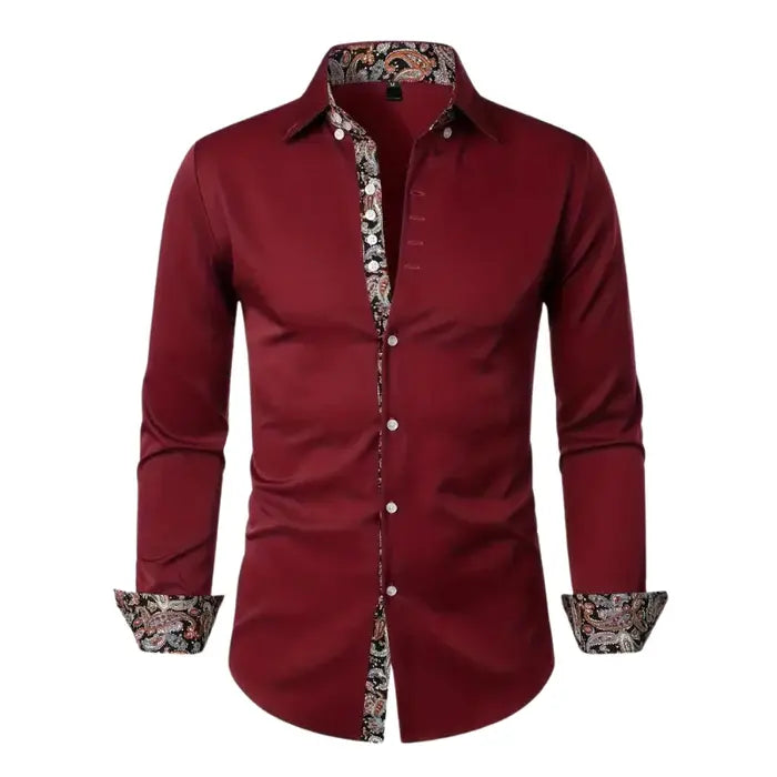 Long sleeve oxford style shirt with colorful details that makes it different