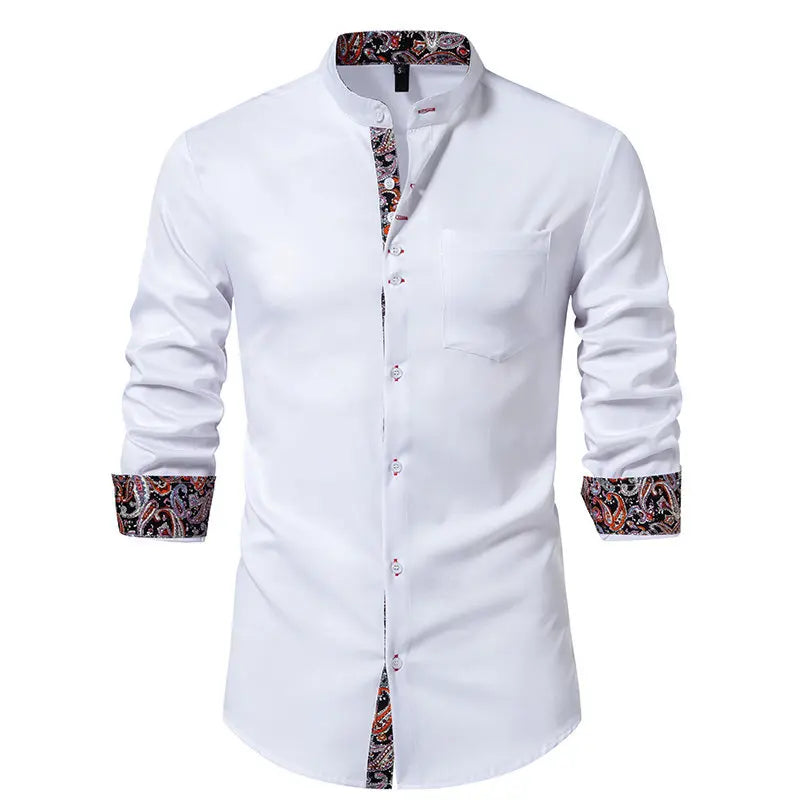 Long sleeve oxford style shirt with colorful details that makes it different