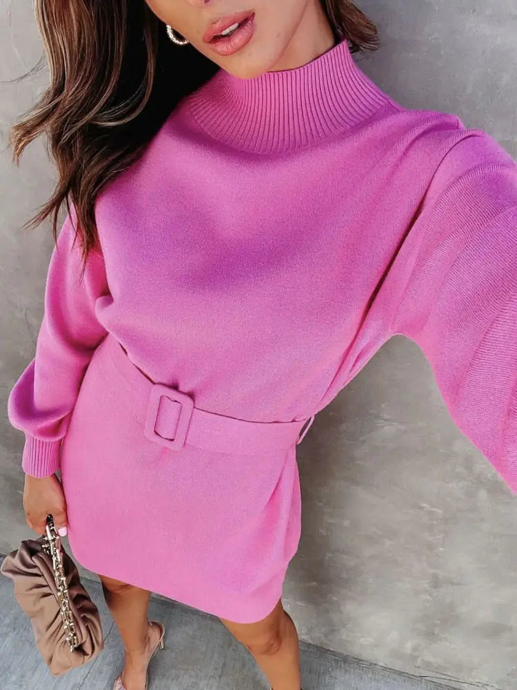 Elegant Turtleneck Sweater with Belt