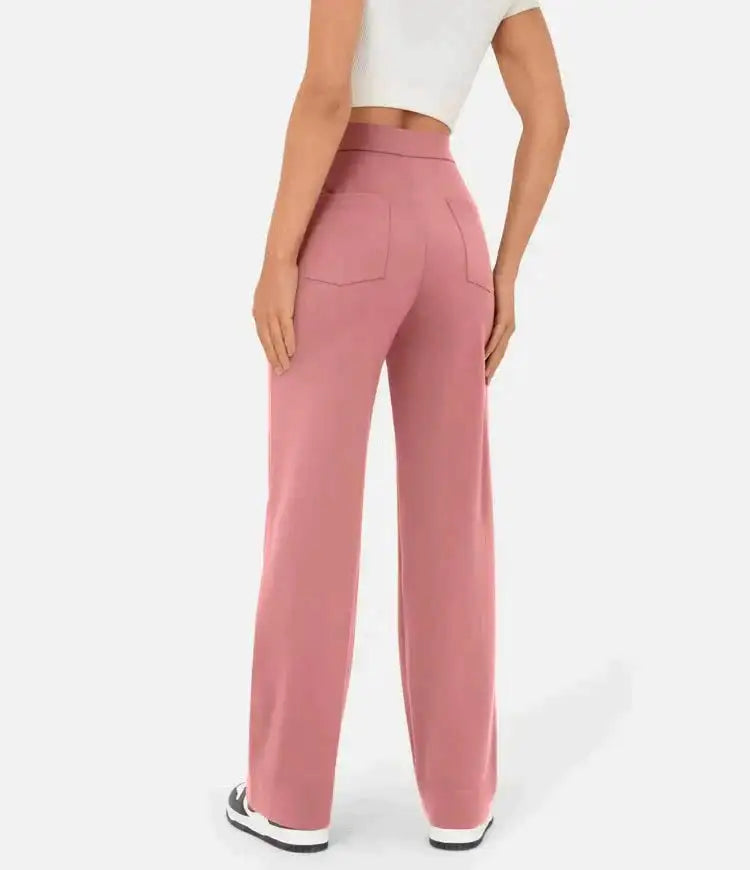 Elastic Relaxed High-Waisted Pants