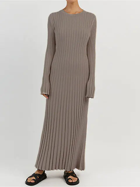 Ribbed Knit Maxi Dress: Elegant Autumn Style (Modest style dress)