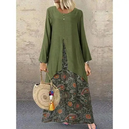 Floral Ethnic Long Dress (Modest style dress)