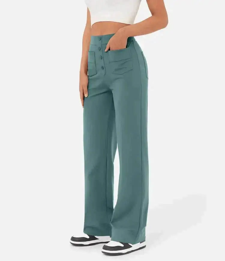 Elastic Relaxed High-Waisted Pants