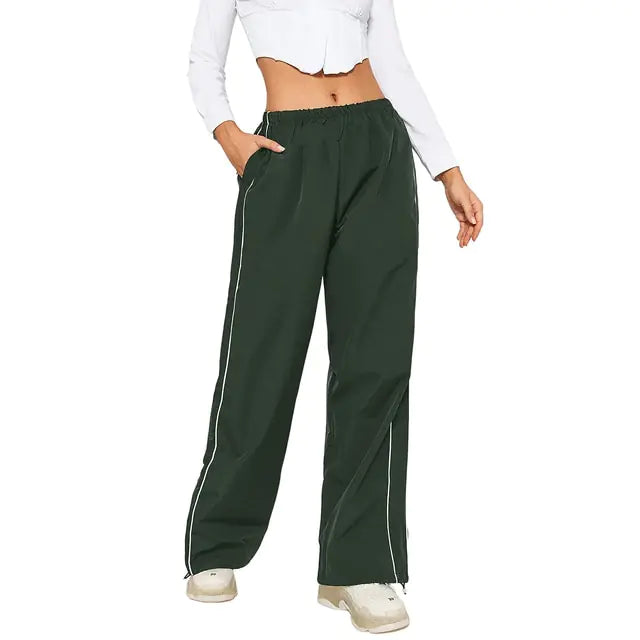 Baggy Cargo Pants Drawstring Elastic Low Waist Parachute Pants