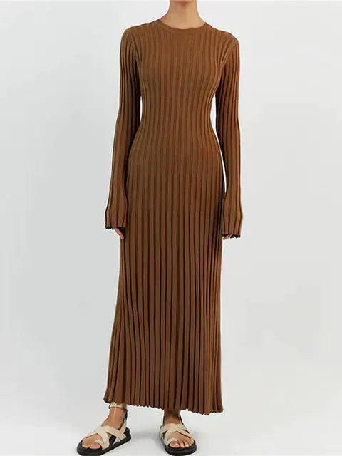 Ribbed Knit Maxi Dress: Elegant Autumn Style (Modest style dress)